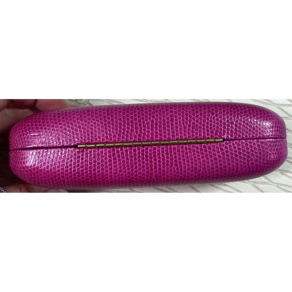 Lilly Pulitzer Eyeglass Holder Clamshell Case Hot Pink‎ W/Blue Felt Interior EUC
